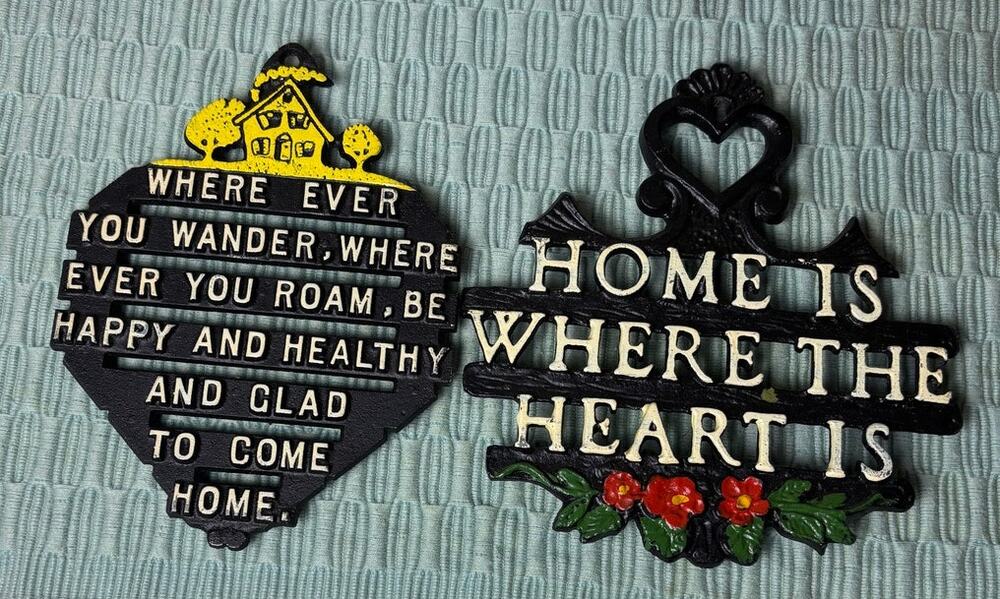 Vintage Footed Cast Metal Trivets Set of 2 Home Sentiment Kitchen Decor